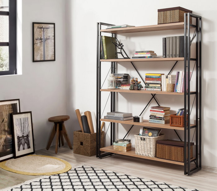 Hanah Home Cosmo Fix Estantería Industrial Pino Atlántico y Negro